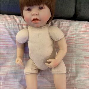 Realistic Baby Doll with Brown Hair